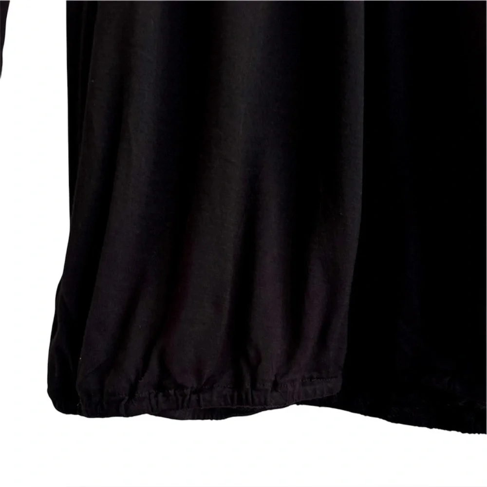 Michael Kors Black Long Sleeve Cotton Scoopneck Top Casual Blouse Medium